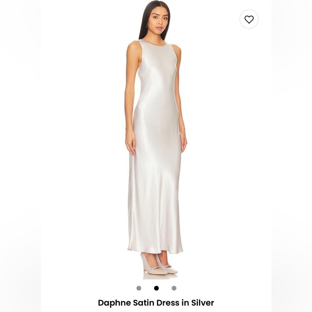 Rue Sophie REVOLVE Silver Satin Maxi Dress